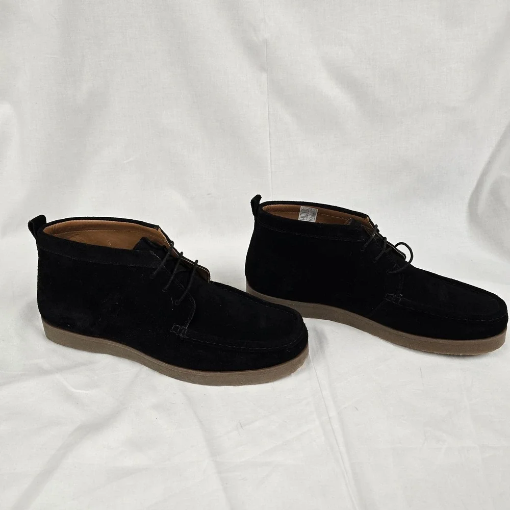 Find Mens Black Suede Chukka Boots Moc Toe Gum‎ Crepe Sole Ankle Boots Lace Up